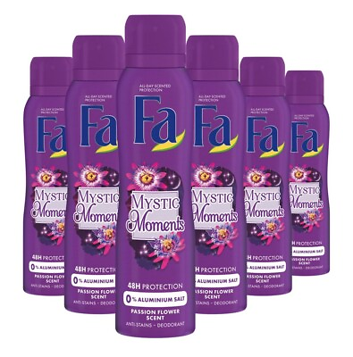 #ad 6x Fa Women Mystic Moments Deodorant Spray 48H Passion Flower Scent 150 ml $54.99