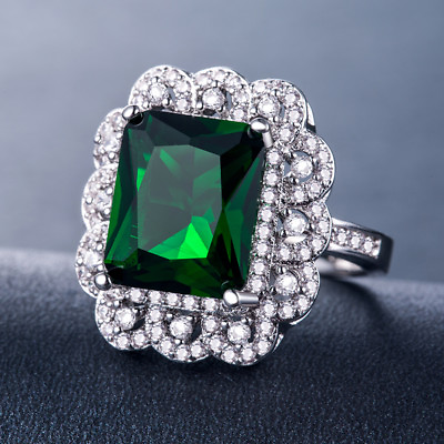 #ad Gorgeous Princess Zircon Women 925 Silver Filled Jewelry Wedding Ring Sz 6 10 $3.19