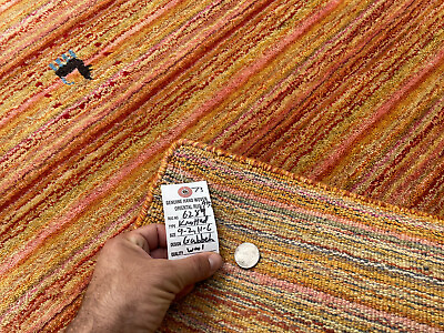#ad 9x12 HANDMADE VINTAGE RUG HAND KNOTTED COLORFUL orange oriental carpet rust BIG $1495.00