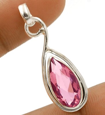 #ad Natural 2CT Pink Amethyst 925 Solid Sterling Silver Pendant Jewelry NW13 3 $25.99