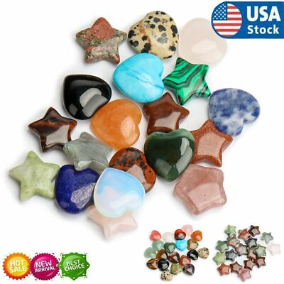 #ad 10pcs Natural Stone Reiki Healing crystals shaped stars Hearts for home decorate $9.89