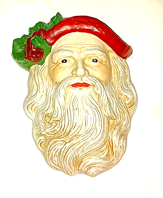 #ad Porcelain ceramic Christmas Santa Head Figurines Wall Hanging 9quot; long $29.99