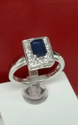 #ad 14k white gold ring 1.00ct princess diamonds and 0.78ct sapphire $495.00
