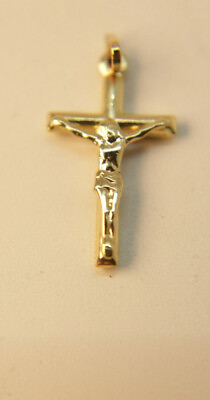 #ad Cross Jesus Pendant. Gold 18k. Handmade. 0.8 gm. Free Shipping $178.00