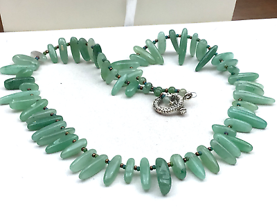 #ad Fashion Necklace Green Aventurine Gemstone Teeth Choker Strand NO OFFERS $10.00