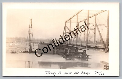 #ad Real Photo 1914 Moving Weedsport Canal Bridge New York Cayuga NY RP RPPC H324 $36.99