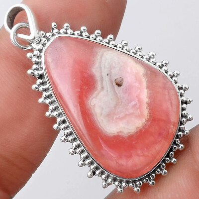 #ad Natural Rhodochrosite Argentina 925 Sterling Silver Pendant Jewelry P 1066 $15.99
