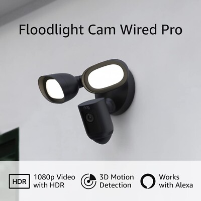 #ad NEW Ring Floodlight Cam Wired Pro Bird Eye View 3D Detection LATEST MODEL CAMERA $188.98