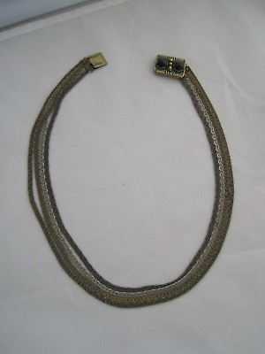 #ad Czechoslovakia Chain Choker Statement Necklace Stone Clasp 4 Strand Antique $30.97