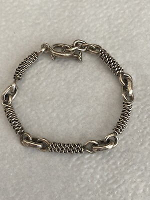 #ad Sterling Silver Braid Link Toggle Bracelet 7” Length #411 $60.00