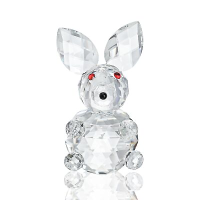 #ad Crystal Bunny Animal FigurineCollectibles Clear Crystal Art Rabbit Decor Sta... $11.60