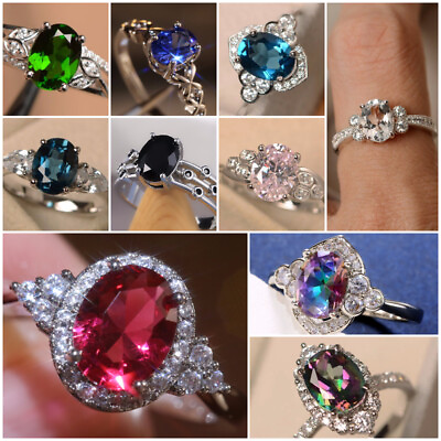 #ad Fashion 925 Silver Filled Women Ring Cubic Zircon Wedding Jewelry Sz 6 10 C $3.01