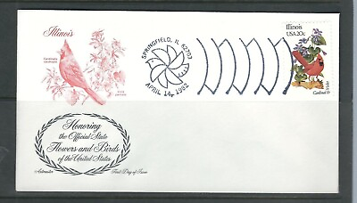 #ad US SC # 1965 State Birds And Flowers Illinois FDC . Artmaster Cachet . $2.00