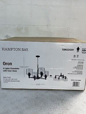 #ad Hampton Bay Oron 4 Light Black Reversible Chandelier with Clear Glass Shades $50.96