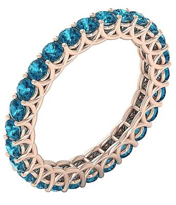 #ad Eternity Anniversary Ring Natural Round Diamond VVS1 Blue 2.10 Ct 14K Solid Gold $898.79