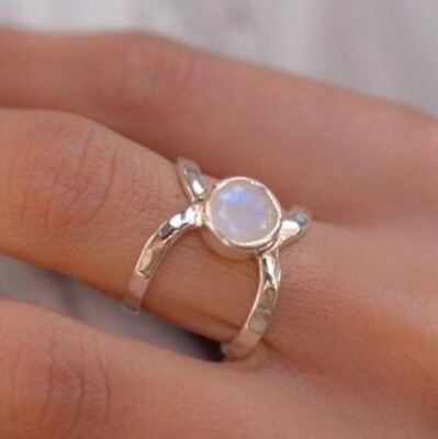 #ad Moonstone Ring Statement Ring Handmade Ring Women Ring Silver Ring Natural $17.99