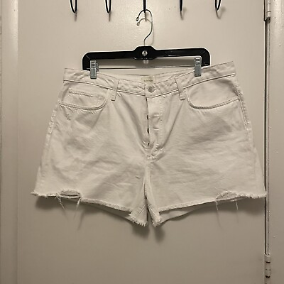 #ad Favorite Daughter Women#x27;s High Rise Denim Shorts White Plus Size 32W $24.85