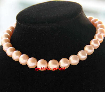 #ad AAAAA 18quot;11 12mm REAL round south sea NATURAL gold pink pearl necklace 14K gold $638.00