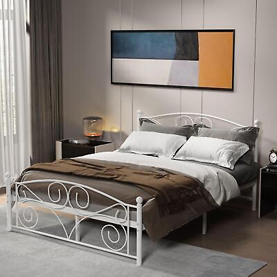 #ad Queen Size Flower Metal Bed Frame with Headboard amp; Footboard $202.00