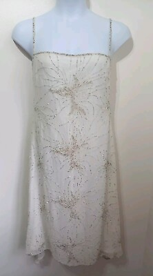 #ad Principles White Beaded Cami Cocktail Midi Dress 14 Embellished Party GBP 30.00