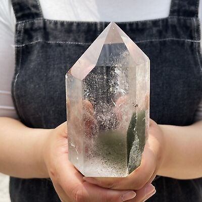 #ad 1.61LB Natural ghost phantom quartz obelisk crystal WAND point healing TQS9021 $64.00