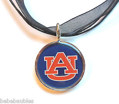 #ad Auburn University AU Navy Orange Necklace Silver Sp Licensed Logo Tigers Jewelry $17.82