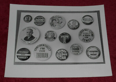 #ad 1984 Press Photo 1948 Presidential Campaign Buttons Truman Dewey Thurmond $13.11