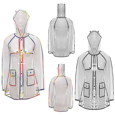 #ad Adult Jackets Hooded Ponchos Festivals Raincoat Long Waterproof Nice Edges EVA $7.59