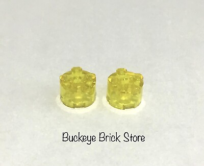 #ad NEW Lego 2x2 Trans Yellow Round Brick with Axle Hole Lot 2 $1.09