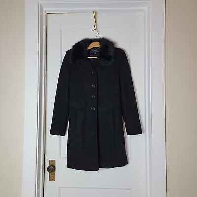#ad Black Coat With Faux Fur For Women $75.00