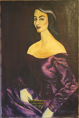 #ad Vintage Antique Oil Painting Canvas Mistress of the Dark Portrait 20quot; x 30quot; $1295.00