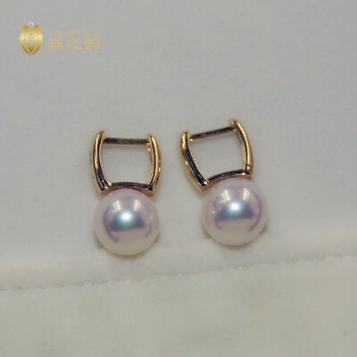 #ad 10 9mm AAA real natural Japanese Akoya white round pearl 18k earrings $249.00