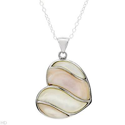 #ad Fine Heart Necklace W Genuine Mother of pearl in 925 Sterling silver $49.99