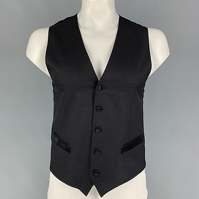 #ad DOLCE amp; GABBANA Size 42 Black Jacquard Wool Blend Buttoned Vest $327.00
