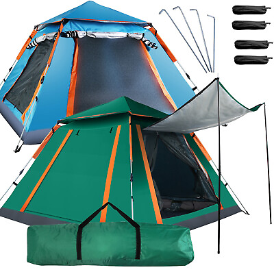 #ad 4 5 Person Instant Pop Up Tent Beach Camping Hub with 2 Mosquito Windows Family $53.66