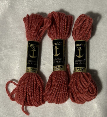#ad Anchor Tapestry Wool Tapisserie 10m 3 Skeins Shade No 8400 Red Rose Orange $6.88