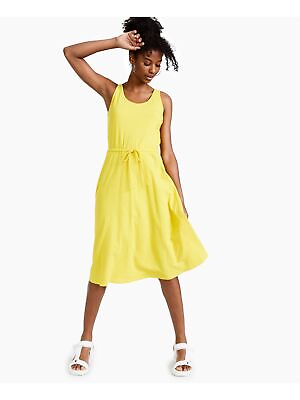 #ad STYLE amp; COMPANY Womens Yellow Woven Waistband Sleeveless Midi Dress Petites PM $2.54