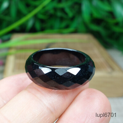 #ad Certified Black green Burma 100% Natural A Jadeite Jade Ring 墨翠 戒指 指环 USA.9.3# $45.00