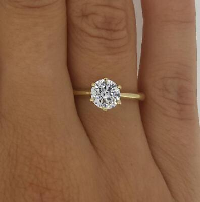 #ad 1 Ct Classic 6 Prong Round Cut Diamond Engagement Ring SI1 D Yellow Gold 14k $1495.00