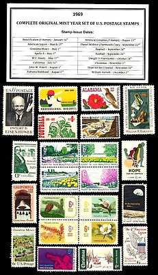 #ad 1969 COMPLETE YEAR SET OF MINT NH MNH VINTAGE U.S. POSTAGE STAMPS $7.95