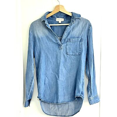 #ad Anthropologie Cloth and Stone Long Sleeve Chambray Popover Sz XS EUC $28.00