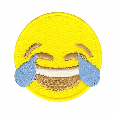 #ad Laughing Emoji Motif Iron On Embroidered Applique Patch $10.99