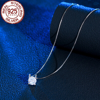 #ad Women Chain LInk Round 6mm CZ Pave Setting 925 Sterling Silver Pendent Necklace $7.86