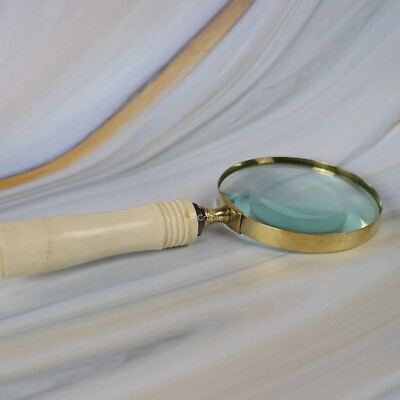 #ad Glass Magnifying Brass Vintage Antique Magnifier Handle Style Handheld Glass $30.19