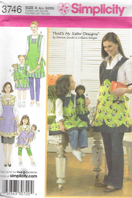 #ad Matching Mother Daughter Doll Aprons 3 Styles Simplicity 3746 Sewing Pattern * $10.34