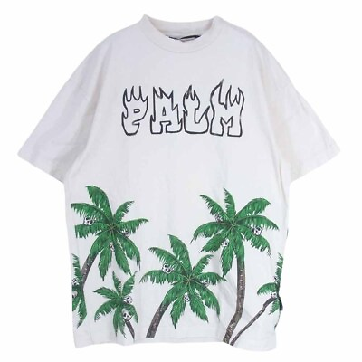 #ad Men#x27;s Palm Angels Pmaa072S23Jer005 Tree Skull Logo Print Short Sleeve T Shirt $212.80