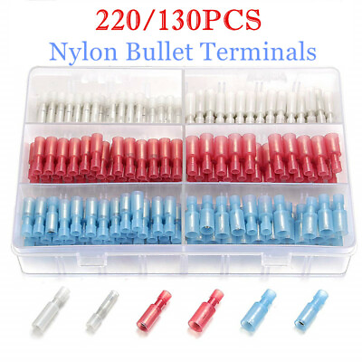 #ad 200 130X Fully Insulated Nylon Female Male Wire Crimp Connectors Bullet Terminal $11.79