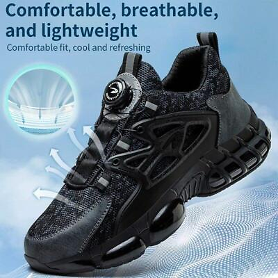 #ad Safety Work Shoes Steel Toe Anti Impact Anti Puncture Rotating Button Lace Free $64.20