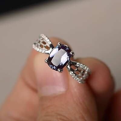 #ad Alexandrite Rings Wedding Rings Cushion Cut Color Changing Gemstone $45.00