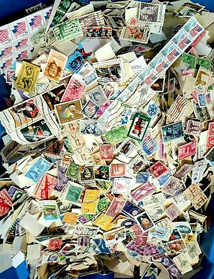 #ad USED lot of over 1000 mixed US stamps off paper GREAT value $14.95